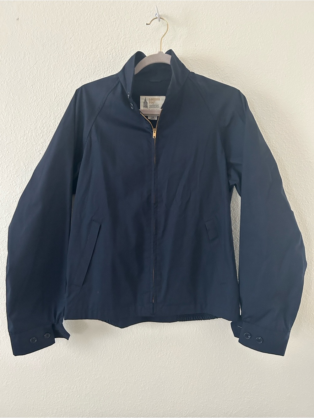 London Fog Navy Bomber Jacket with Zip Front